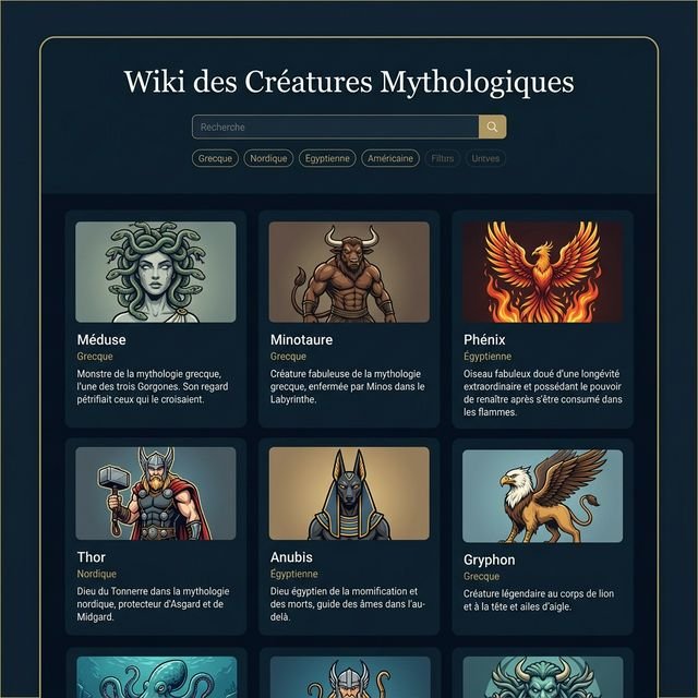 Capture du Wiki de Créatures Mythologiques